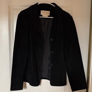 Black Women's Suede Button-Front Jacket